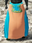 Cloth pants dyed with drab grass green, deep sky blue and light salmon