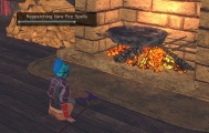 Researching new fire spells at the cooking stove